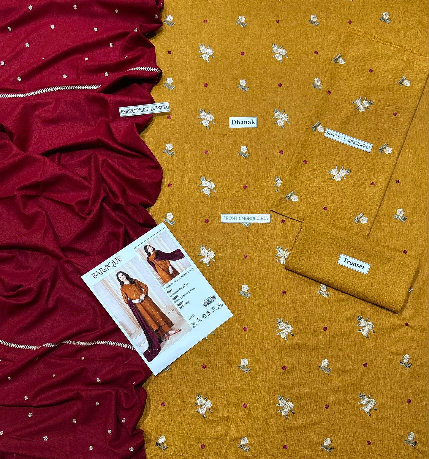 DHANAK EMBROIDERY 3PC