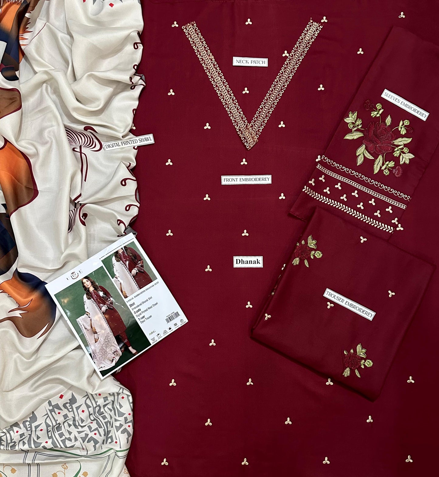 DHANAK EMBROIDERY 3PC