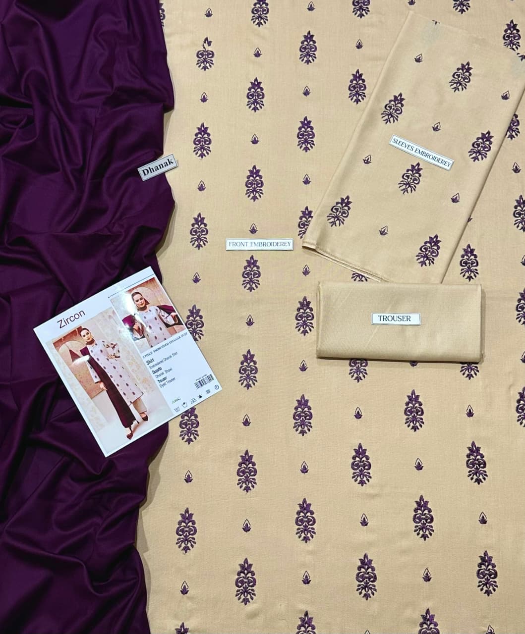 DHANAK EMBROIDERY 3PC