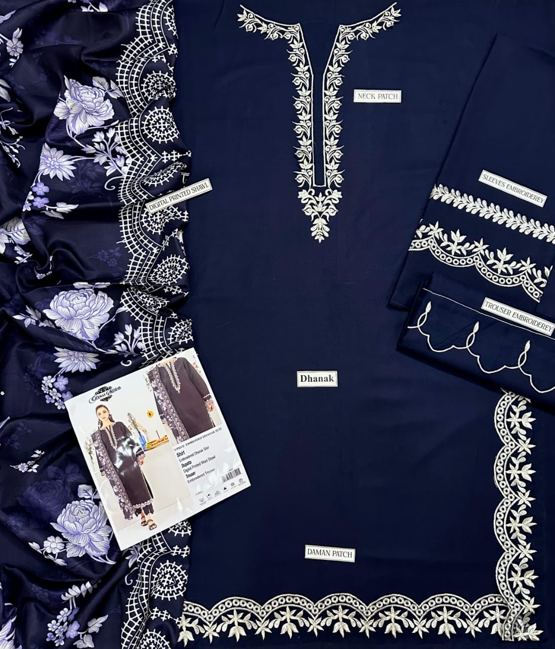 DHANAK EMBROIDERY 3PC