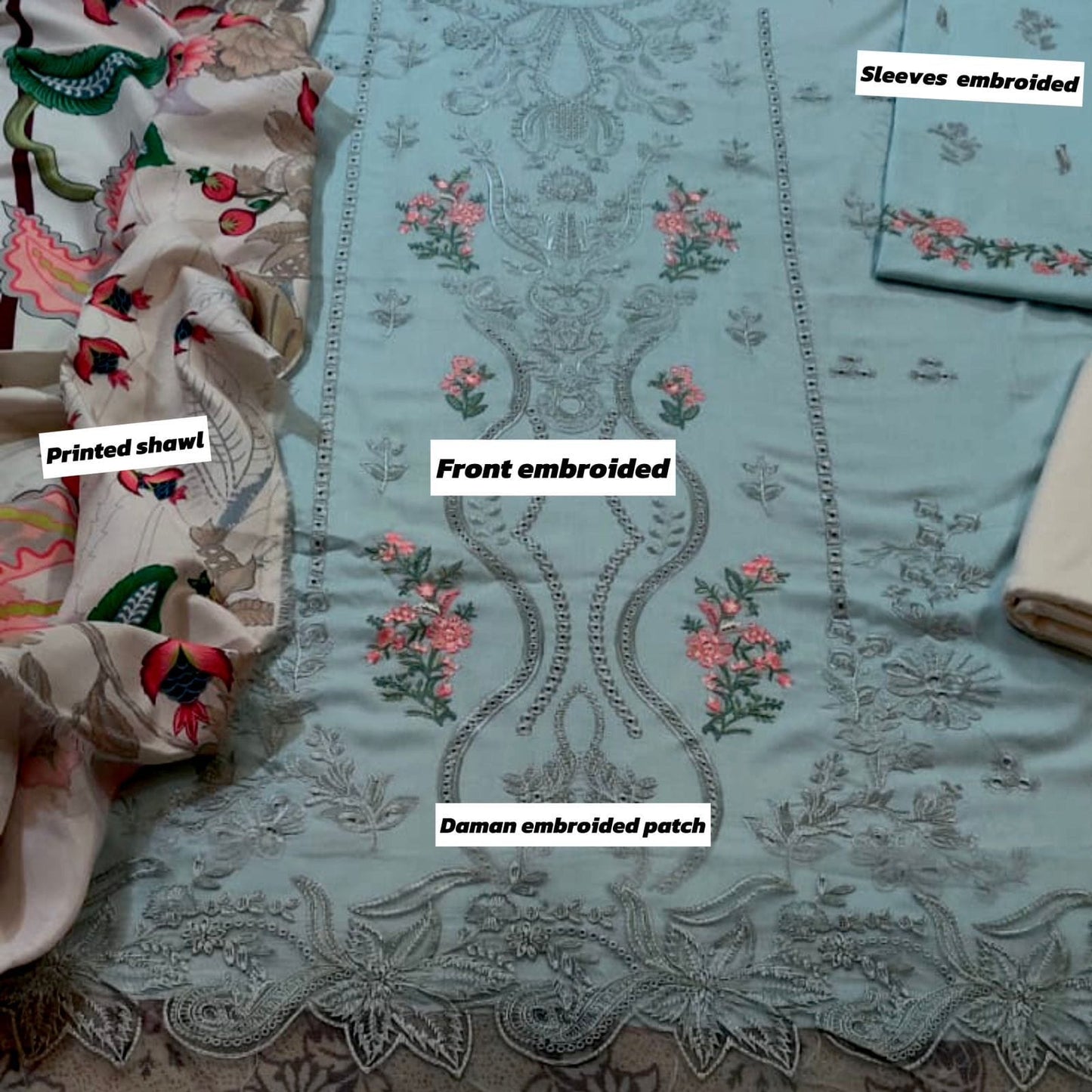 DHANAK EMBROIDERY 3PC