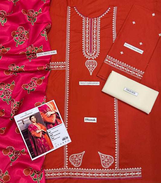 DHANAK EMBROIDERY 3PC