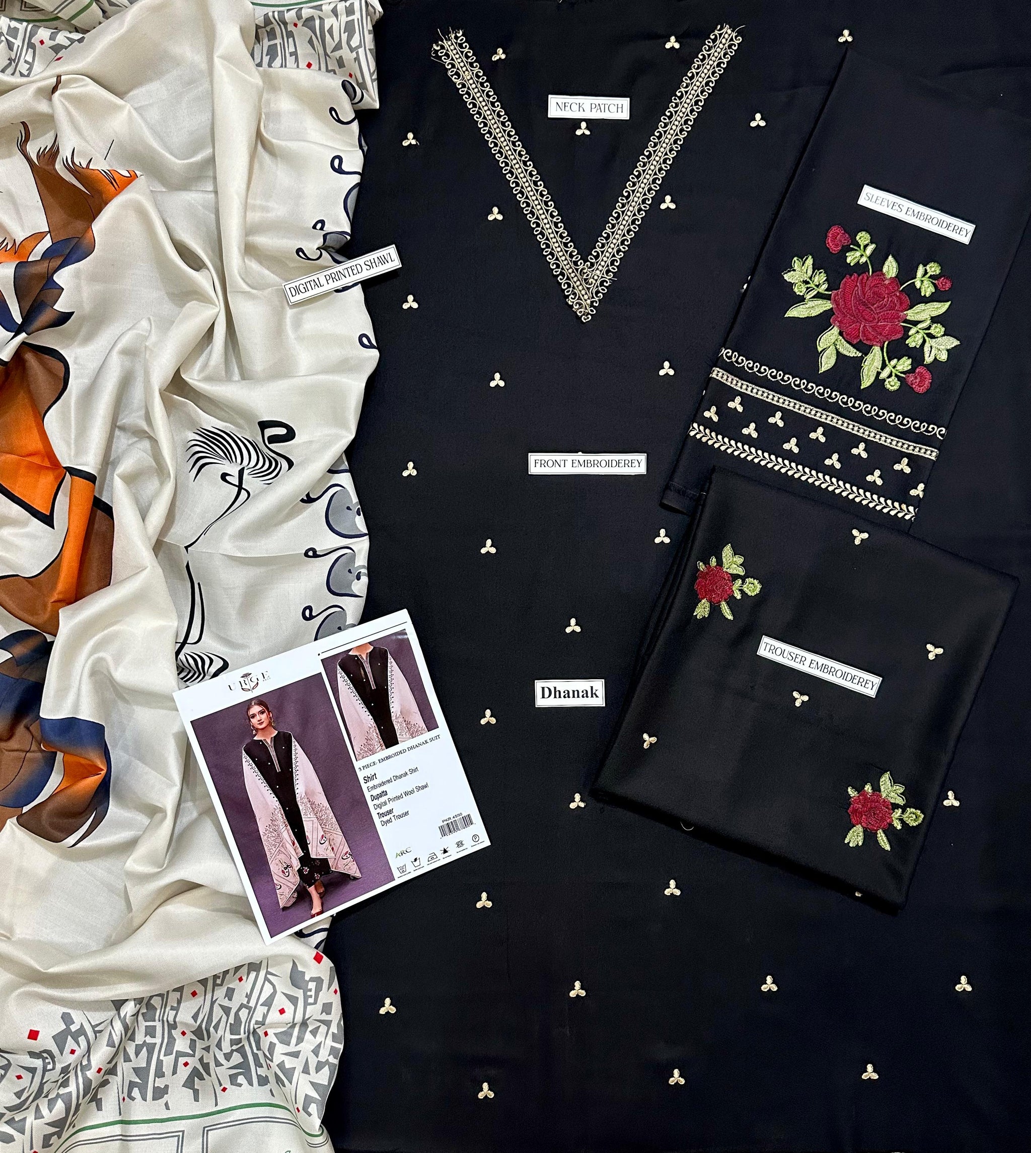 DHANAK EMBROIDERY 3PC