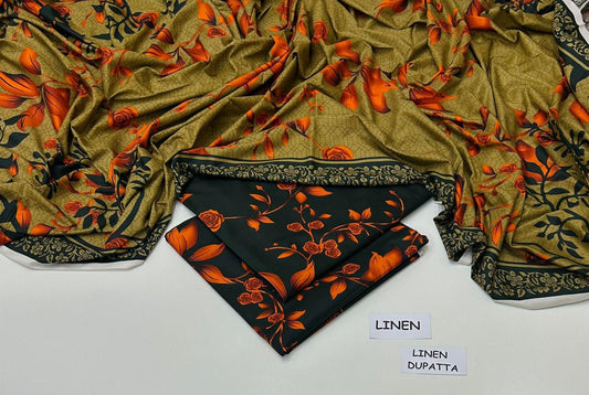 3PC LINEN UNSTITCHED