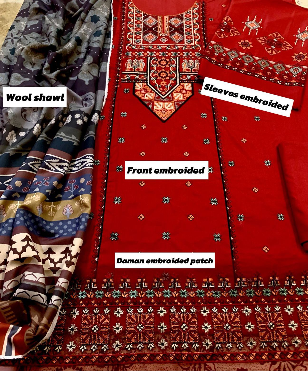 DHANAK EMBROIDERY 3PC