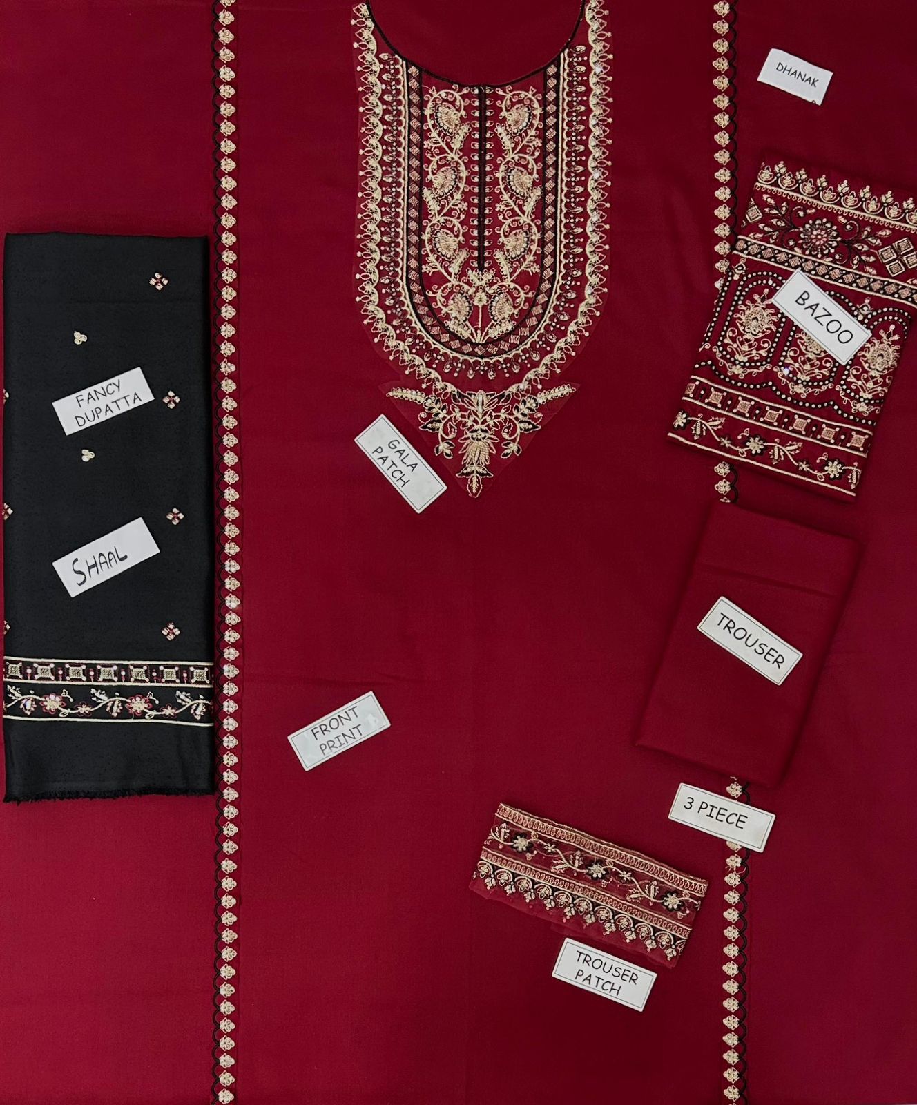 DHANAK EMBROIDERY 3PC