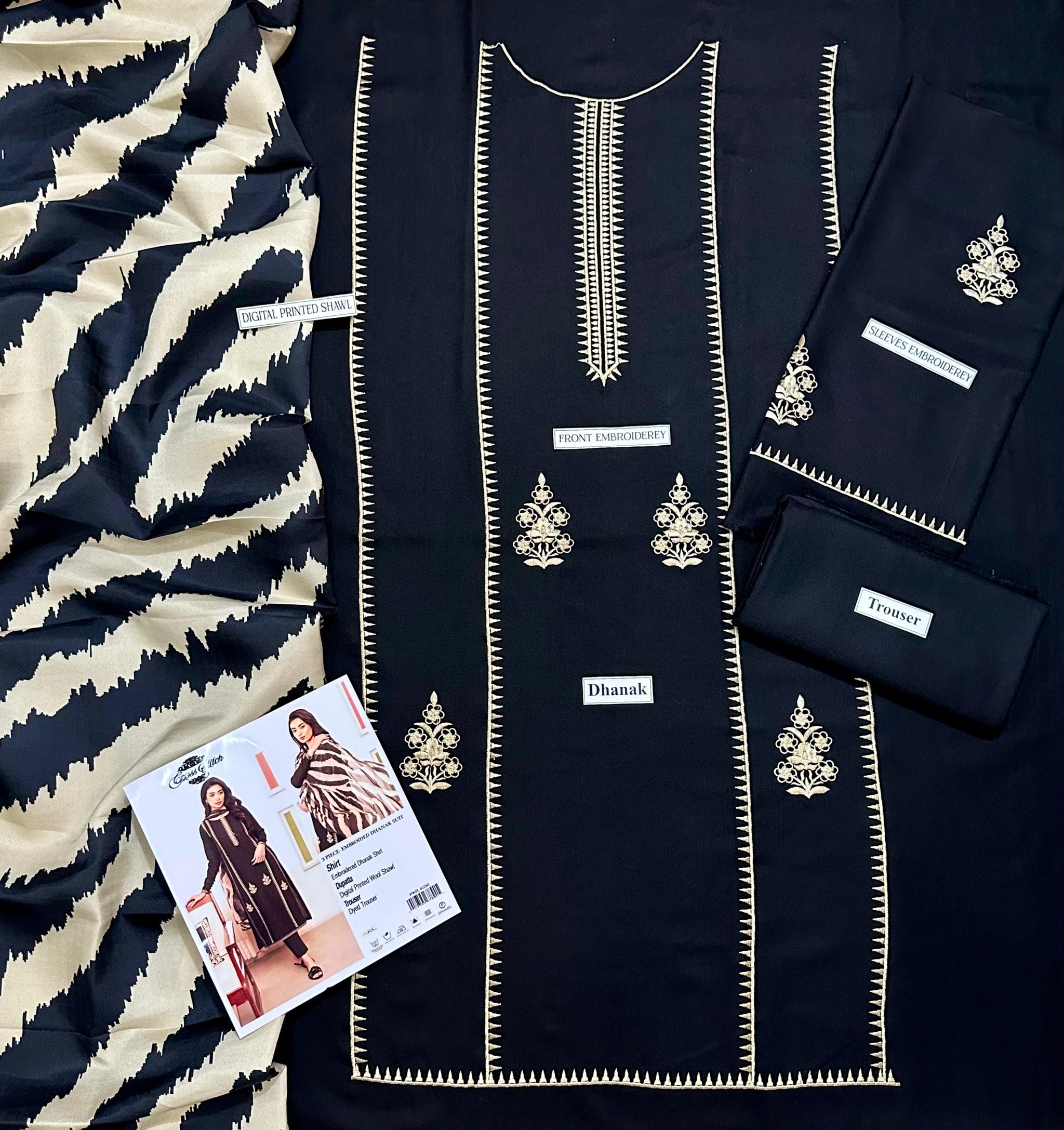 DHANAK EMBROIDERY 3PC