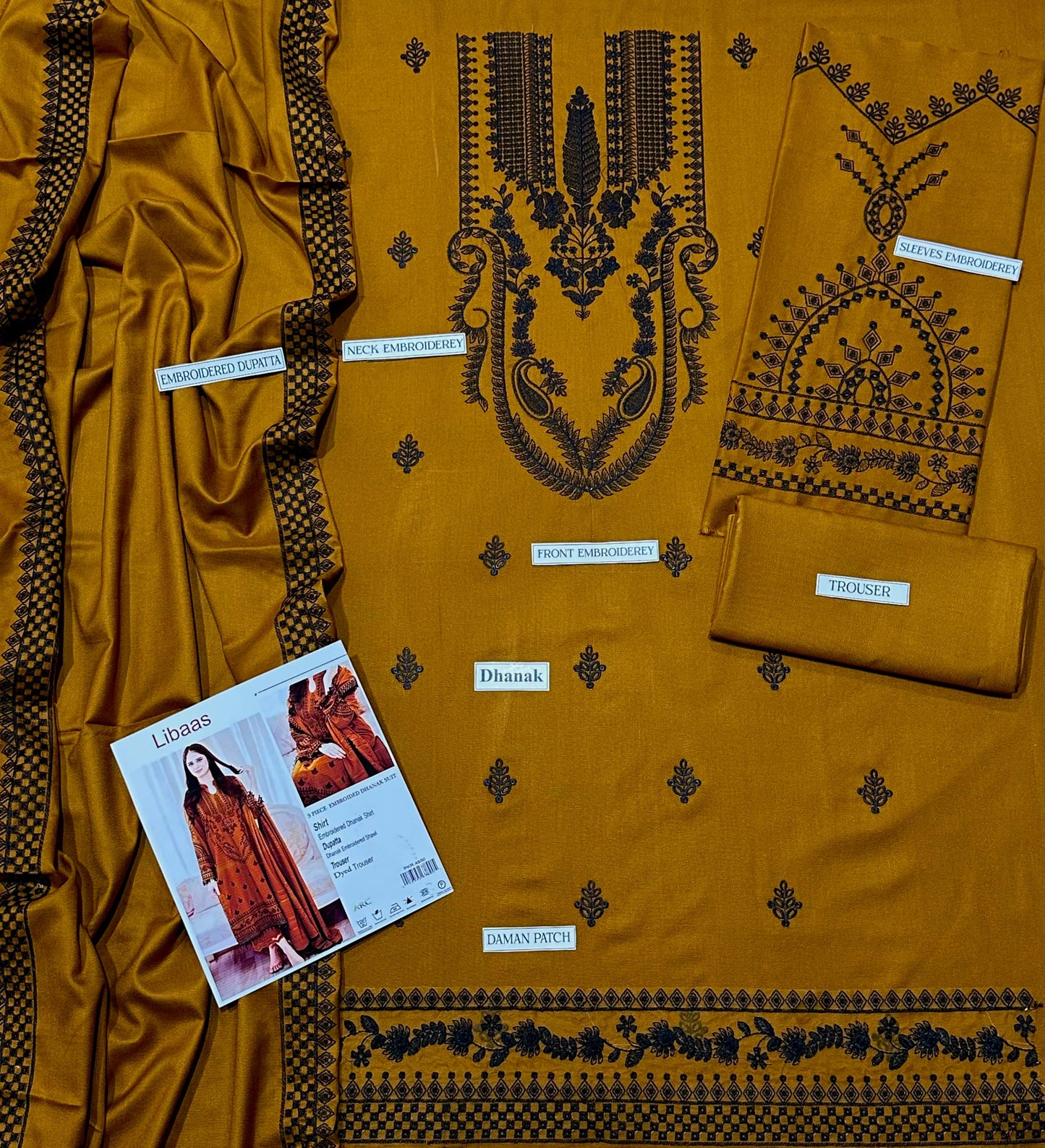 DHANAK EMBROIDERY 3PC