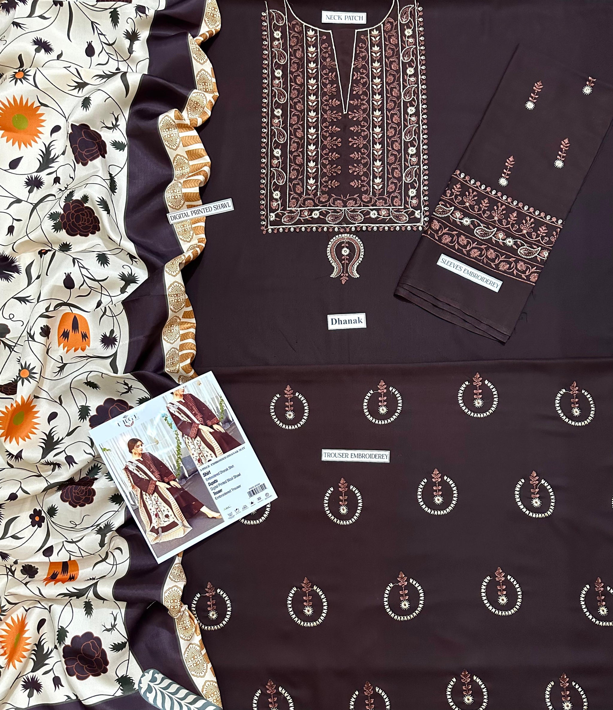 DHANAK EMBROIDERY 3PC