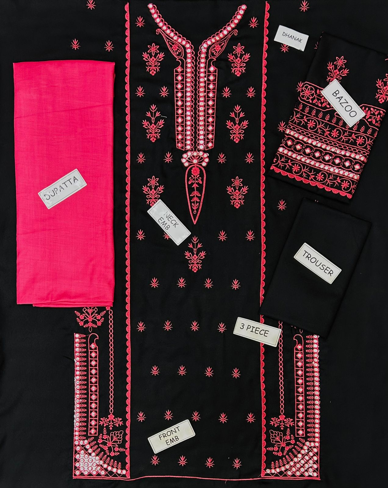 DHANAK EMBROIDERY 3PC