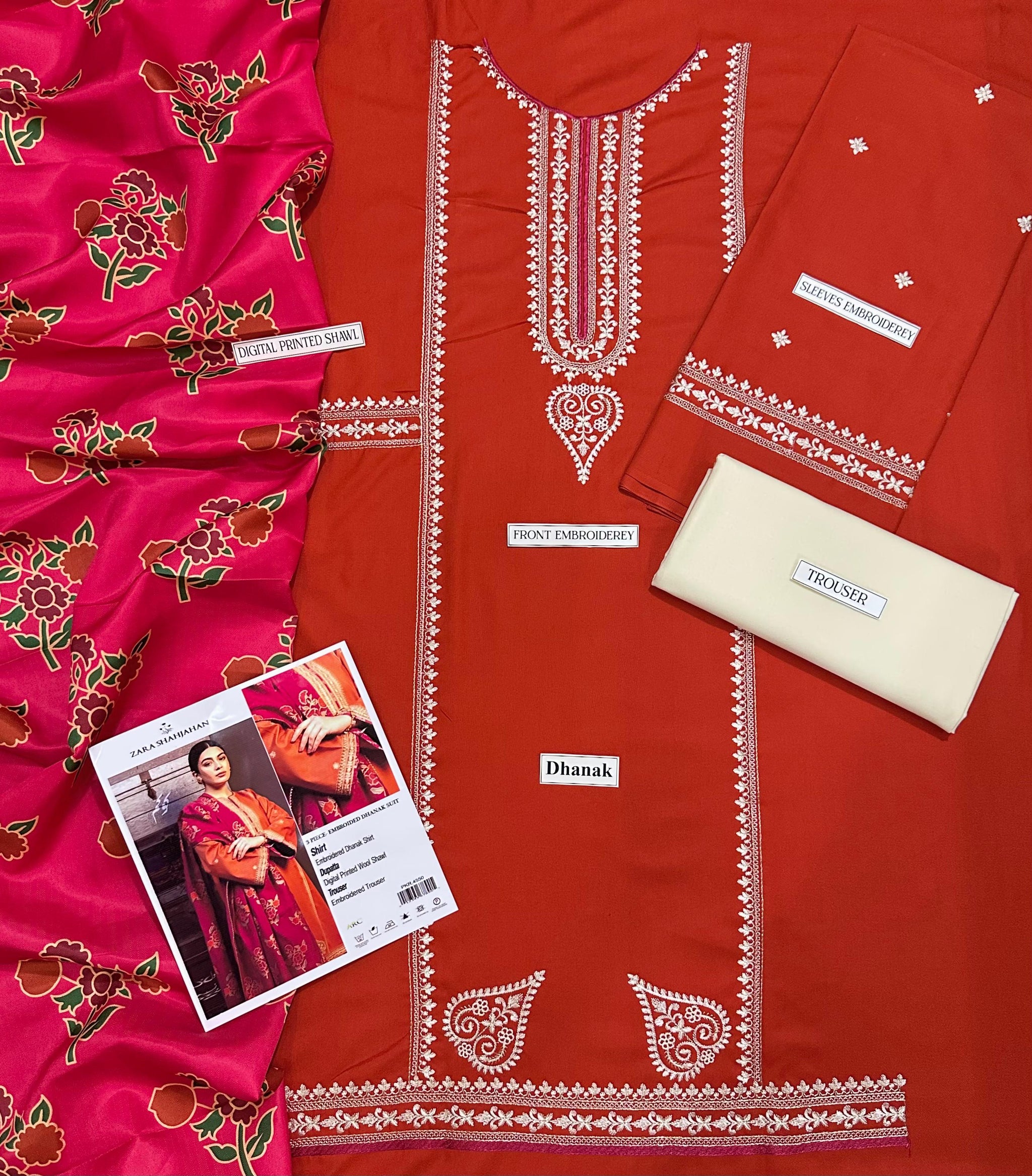 DHANAK EMBROIDERY 3PC