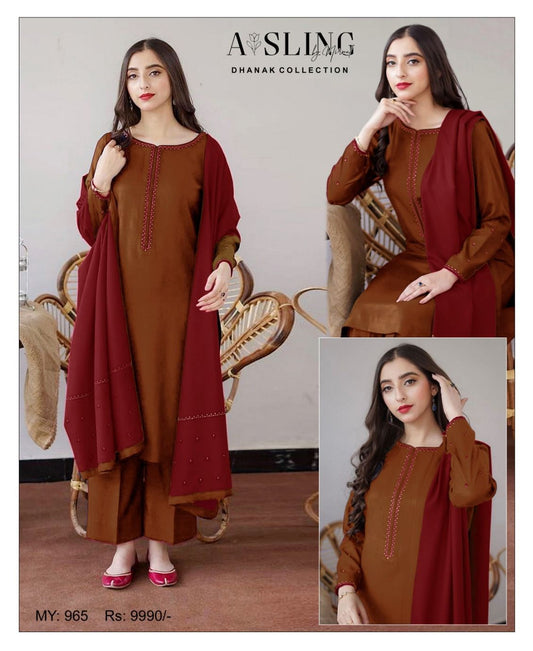 DHANAK EMBROIDERY 3PC