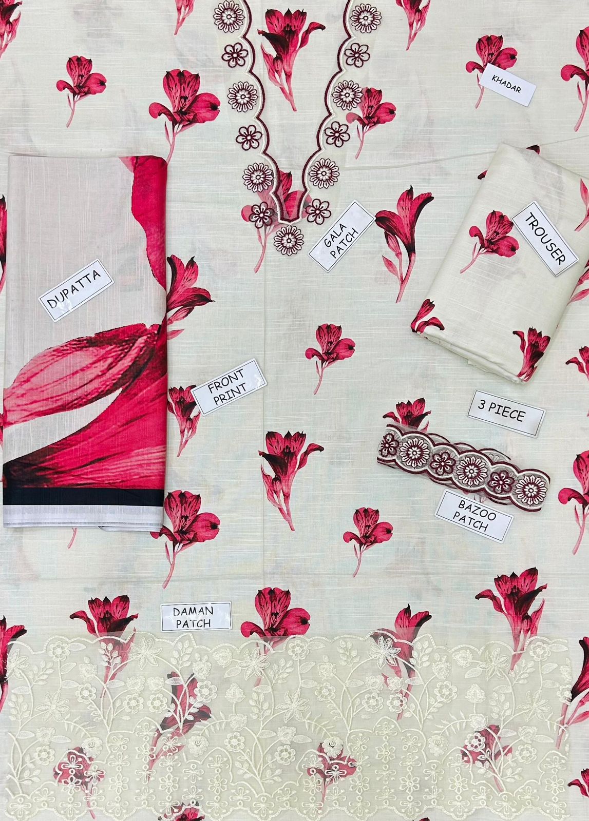 3PC KHADDAR UNSTITCHED