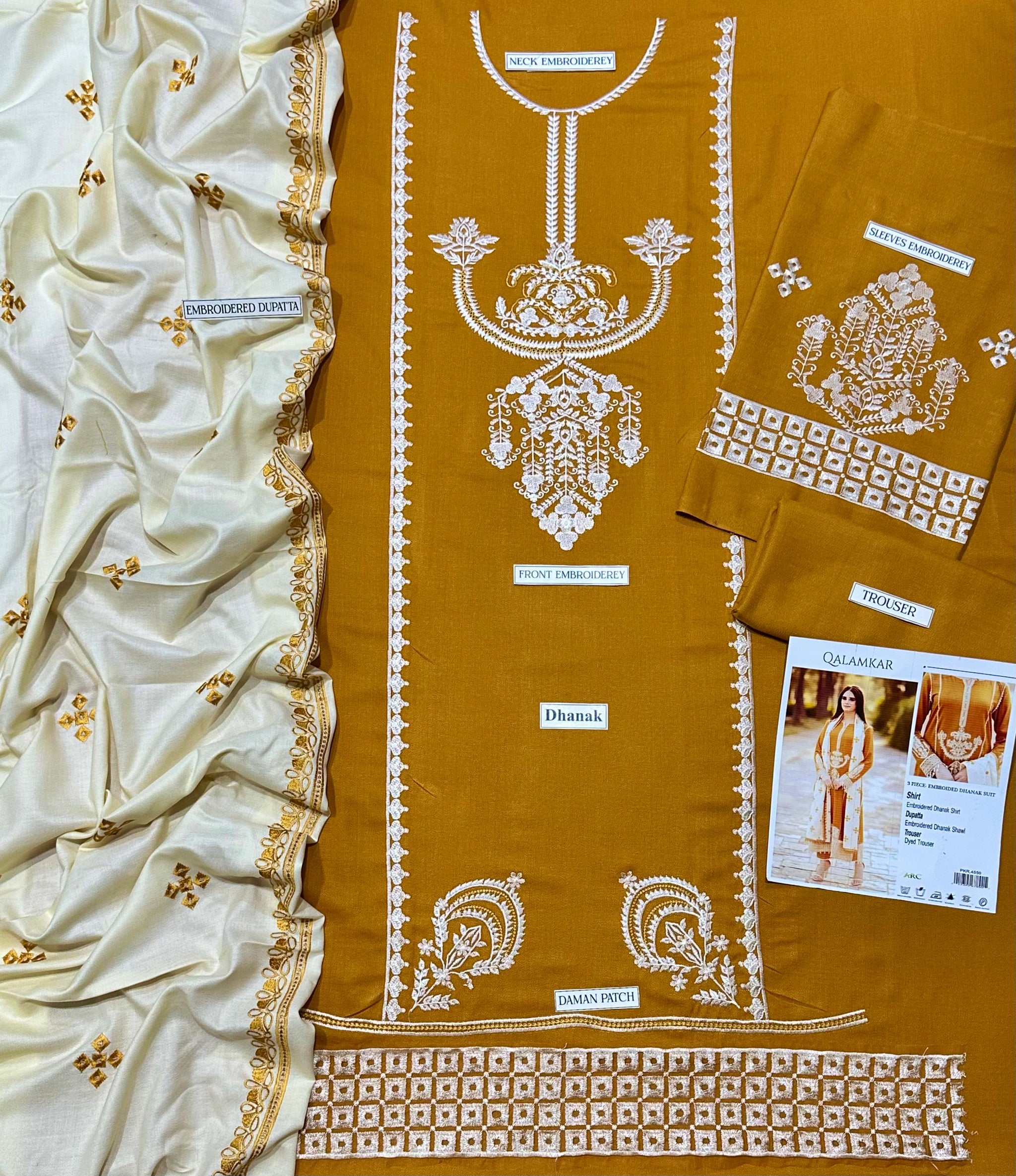 DHANAK EMBROIDERY 3PC