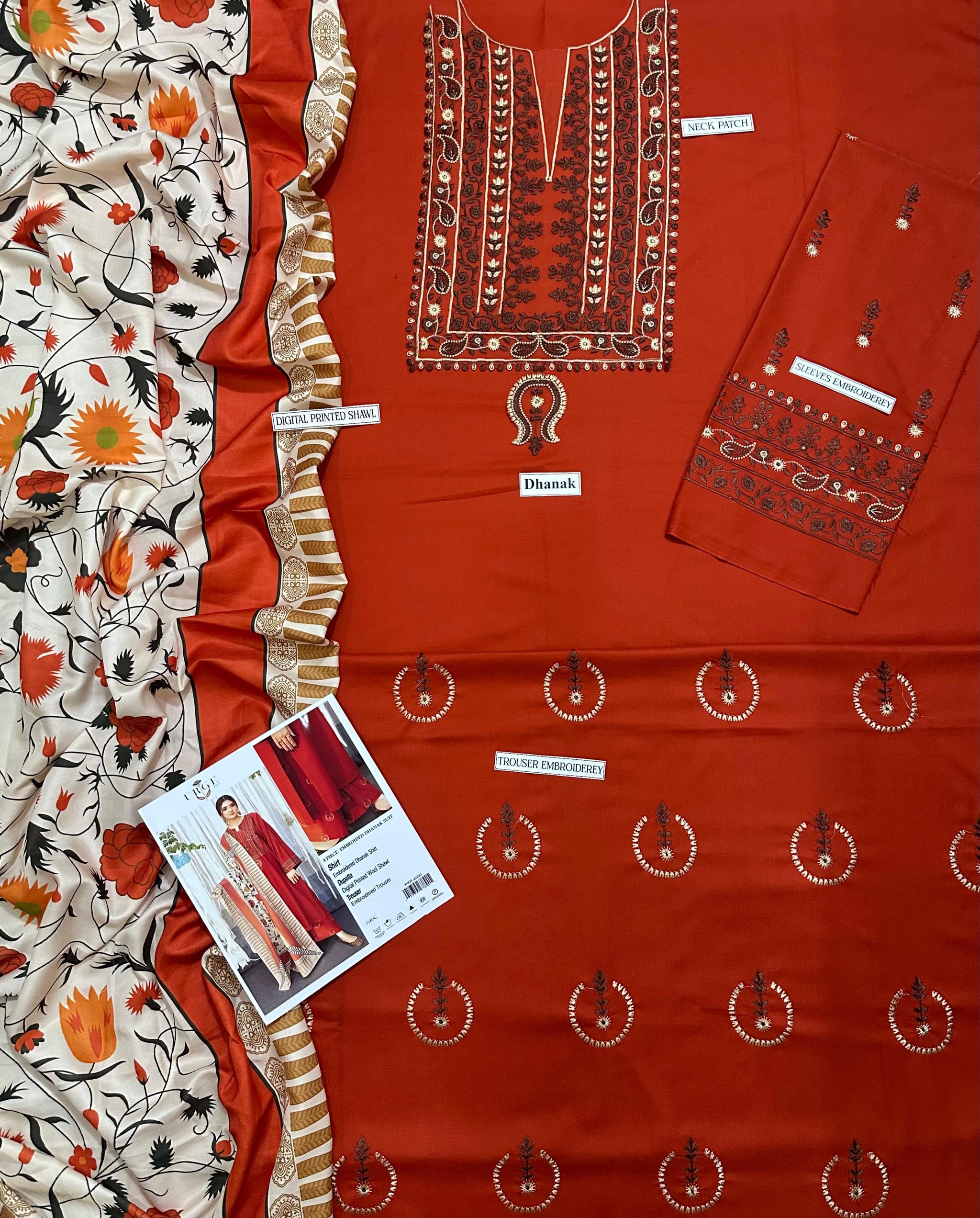 URGU DHANAK EMBROIDERY 3PC