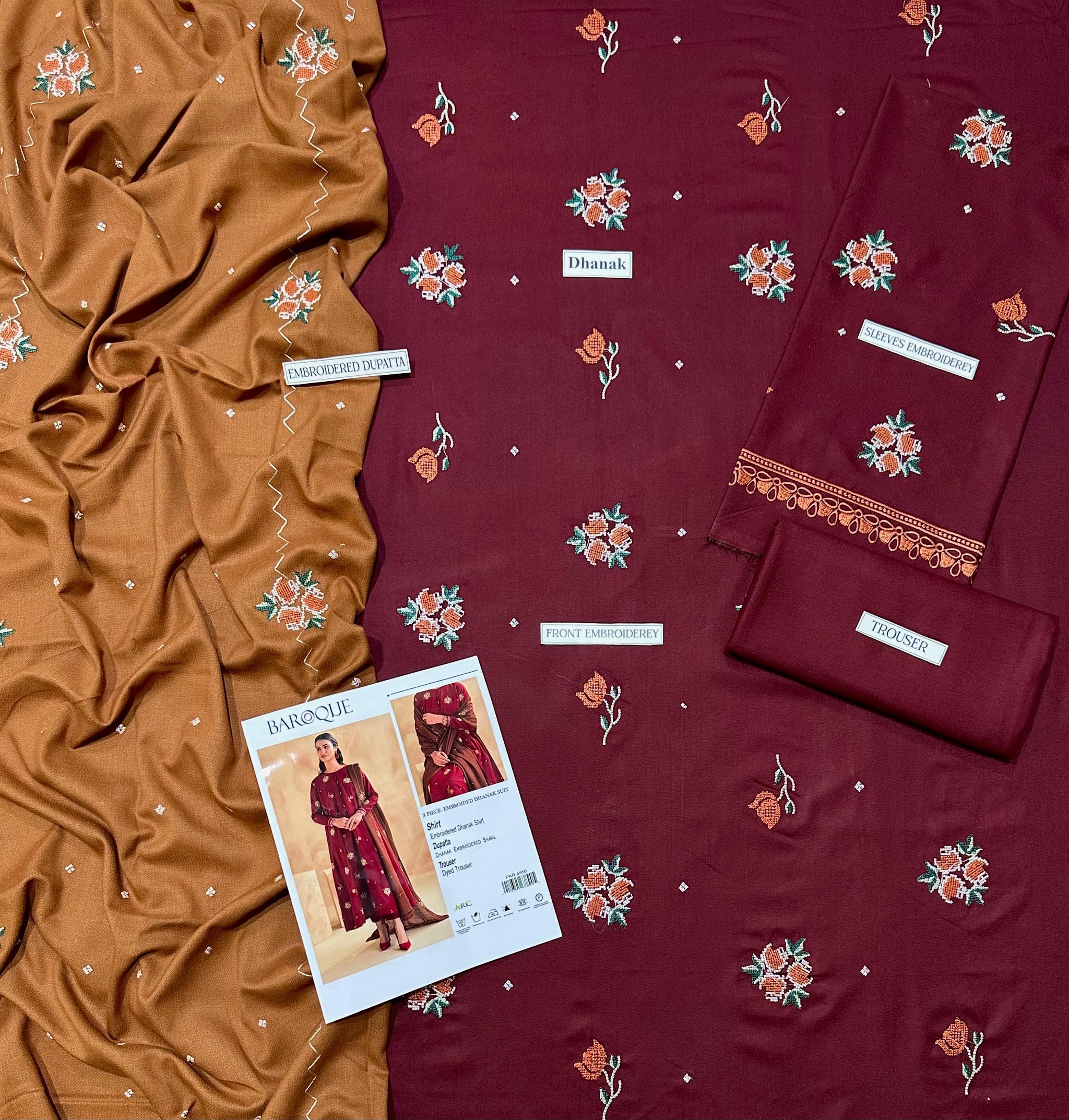 DHANAK EMBROIDERY 3PC