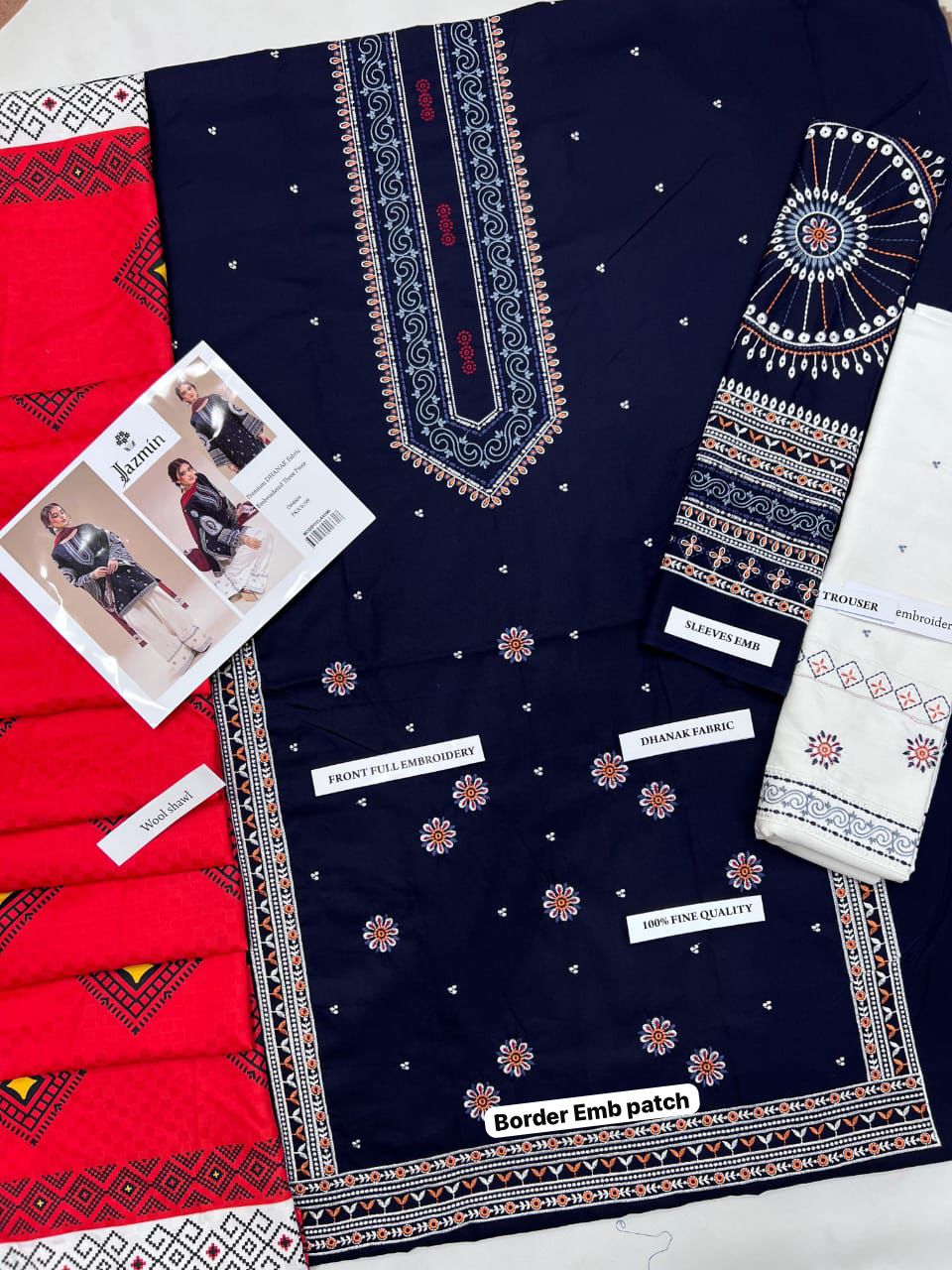 DHANAK EMBROIDERY 3PC