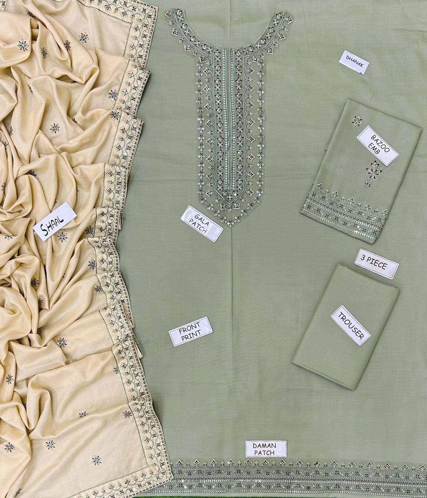 DHANAK EMBROIDERY 3PC