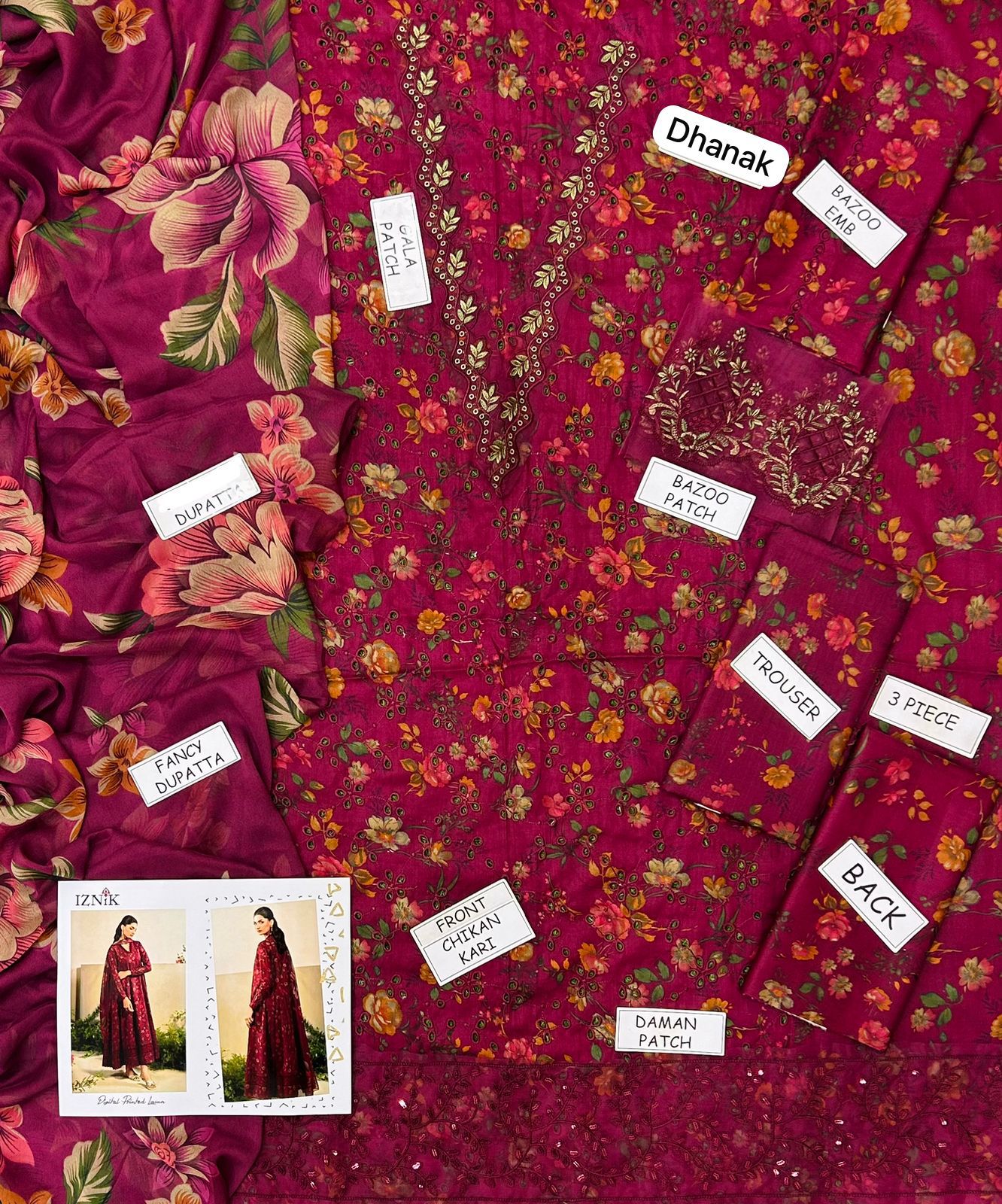 3PC DHANAK PATCHWORK